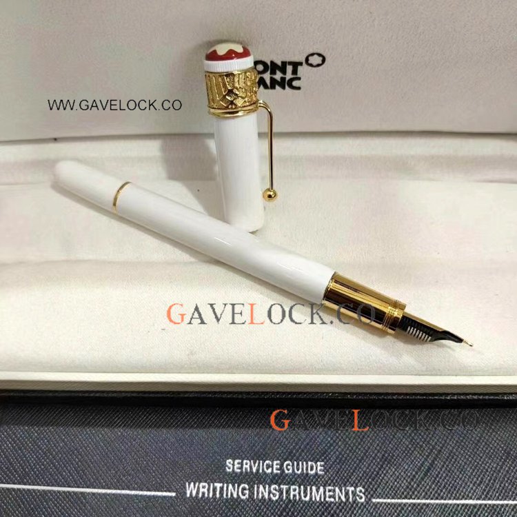 Fake Mont blanc Rouge Et Noir Spider Fountain Pen - White Gold Gift Pen